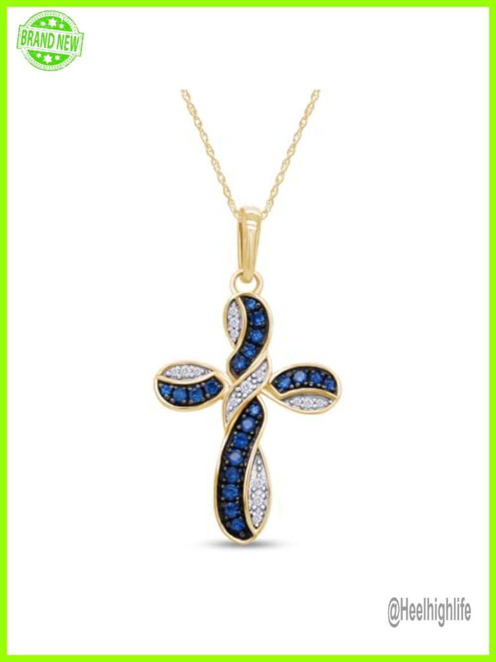 Twisted Cross Pendant Necklace 14k Yellow Gold Over Sterling Silver